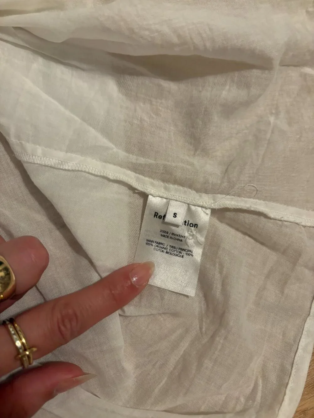 White Reformation Yara Blouse Size Small